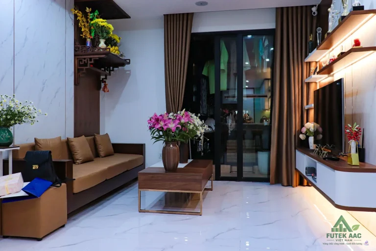 Elegant modern living room with stylish furniture and decor accents.